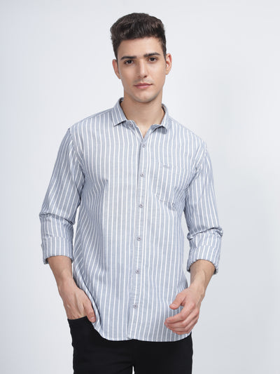 SINGLE LINE STRIPE DOLPHIN GRAY SHIRT