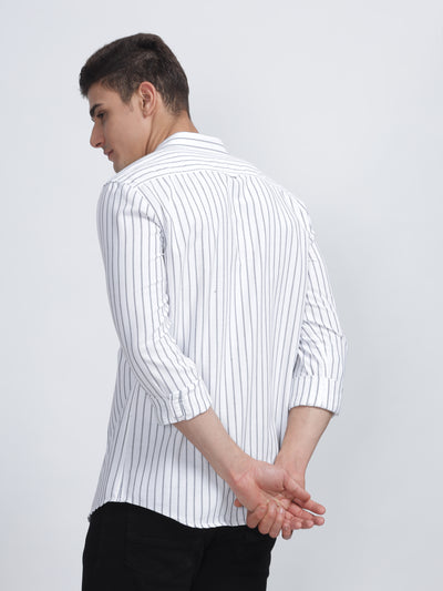 SINGLE LINE STRIPE SNOW WHITE SHIRT