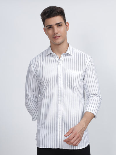 SINGLE LINE STRIPE SNOW WHITE SHIRT