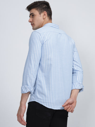 SINGLE LINE STRIPE CORD BLUE SHIRT