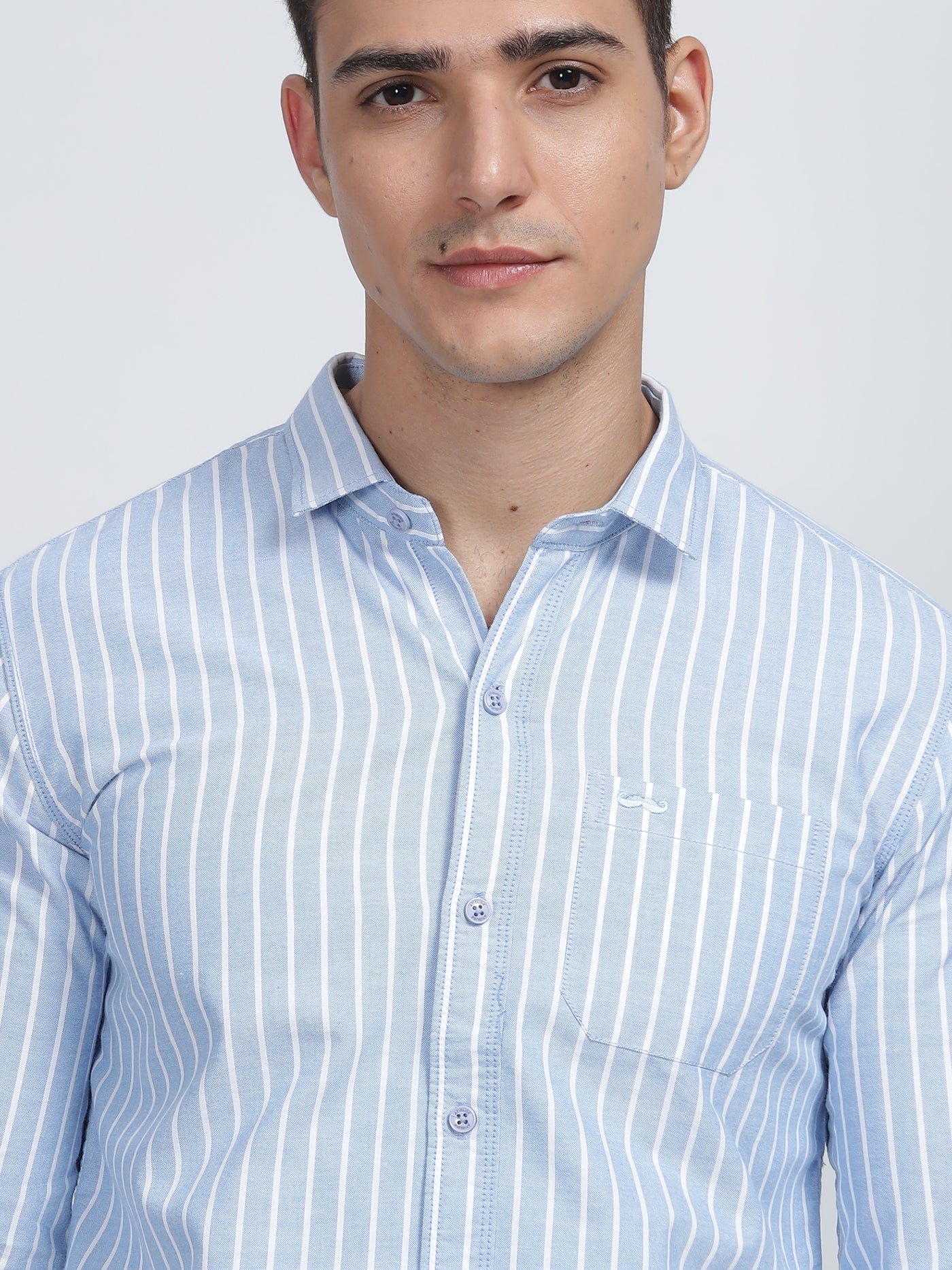 SINGLE LINE STRIPE CORD BLUE SHIRT