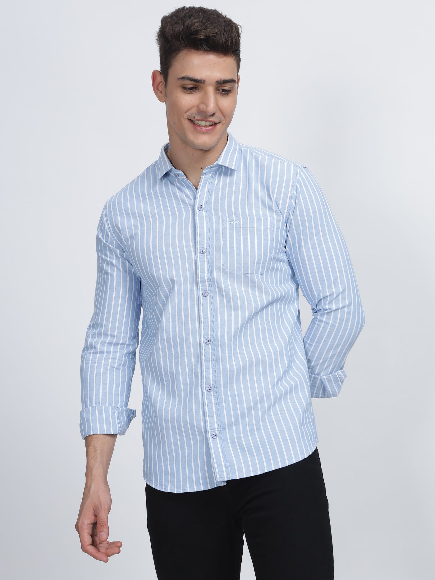 SINGLE LINE STRIPE CORD BLUE SHIRT