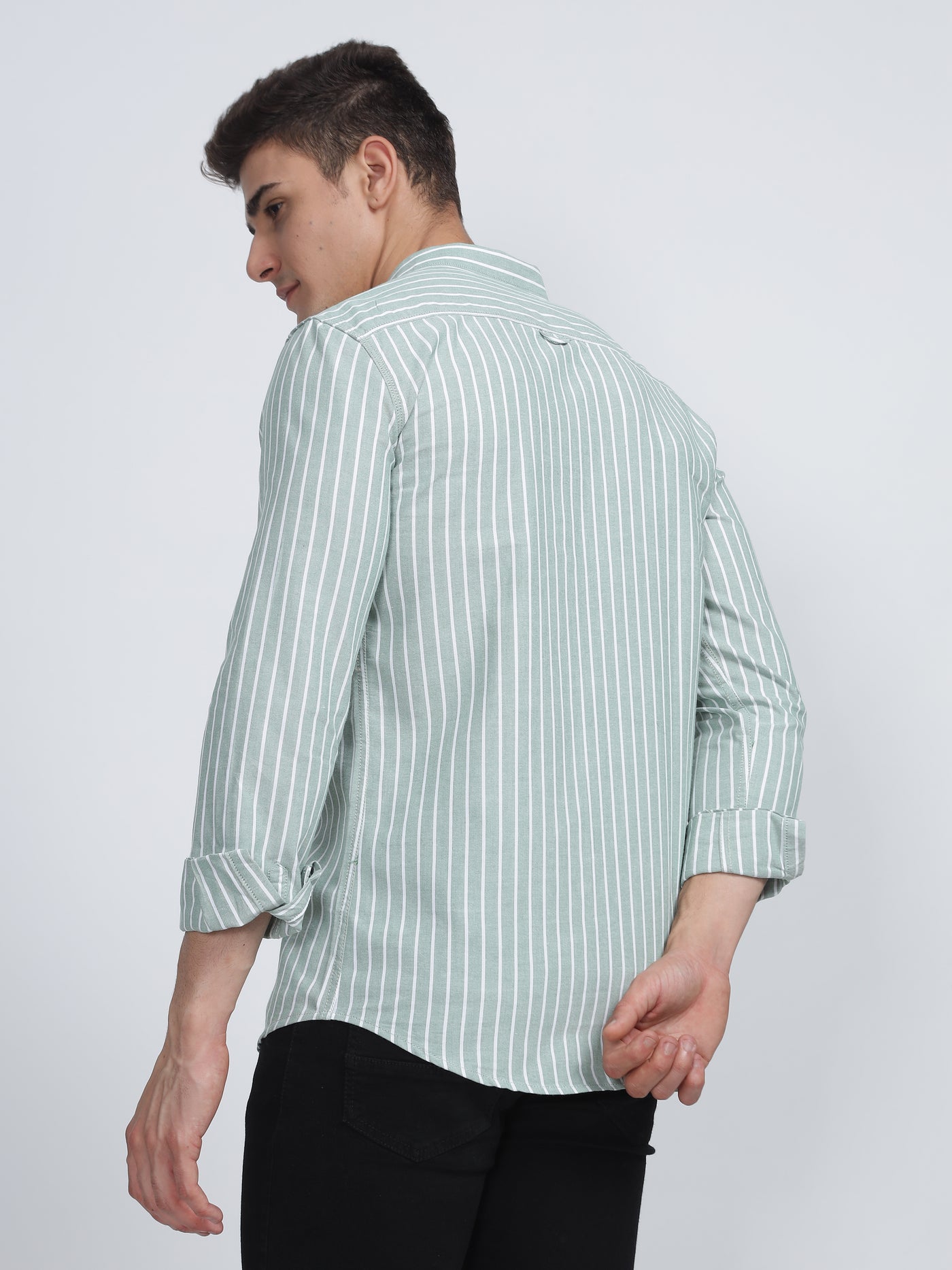 SINGLE LINE STRIPE FERN GREEN SHIRT