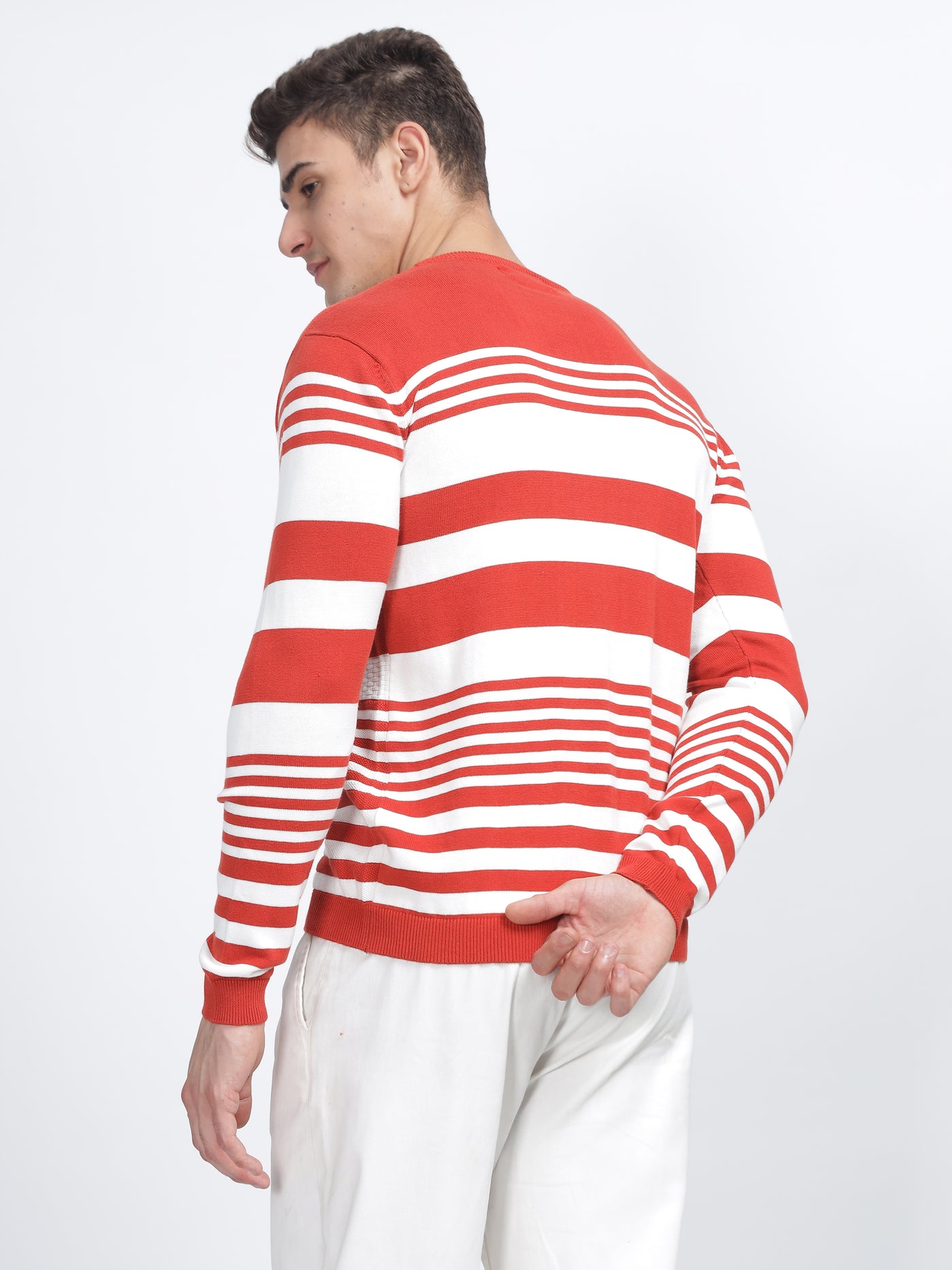 PREMIUM SWEATSHIRT STRIPES FIRE BRICK