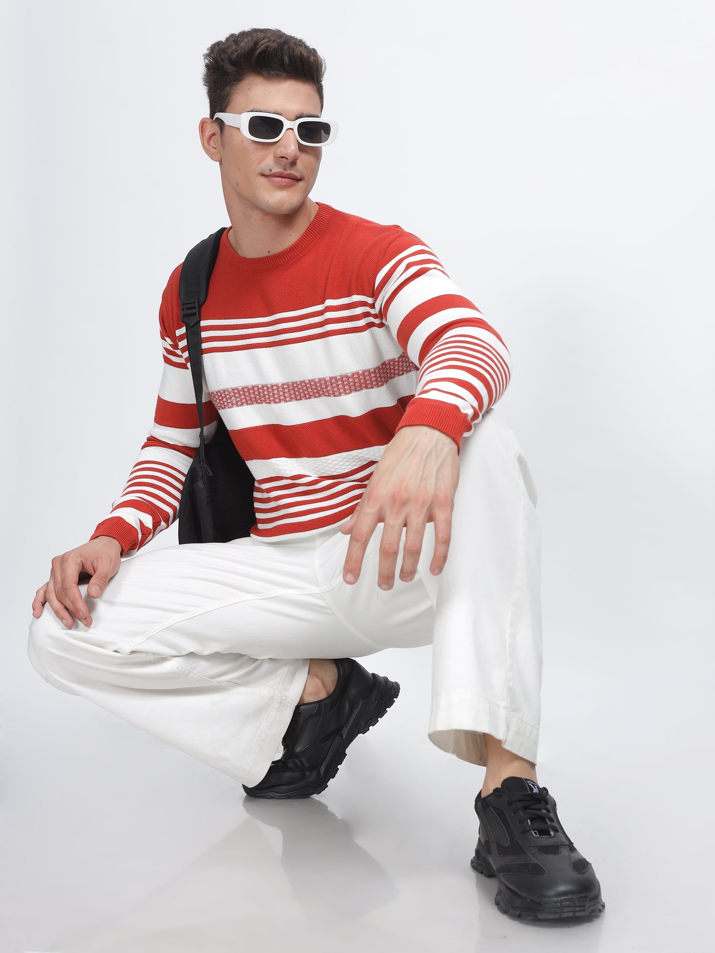 PREMIUM SWEATSHIRT STRIPES FIRE BRICK