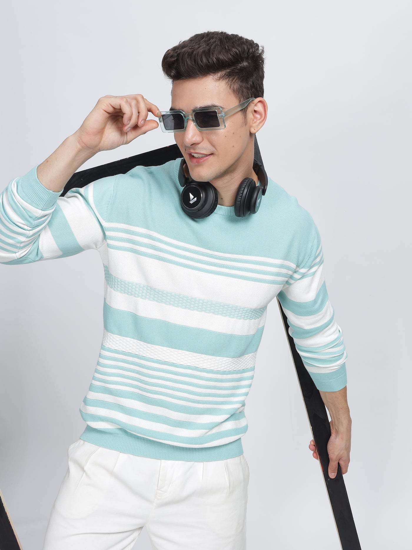 PREMIUM SWEATSHIRT STRIPES OCEAN BLUE