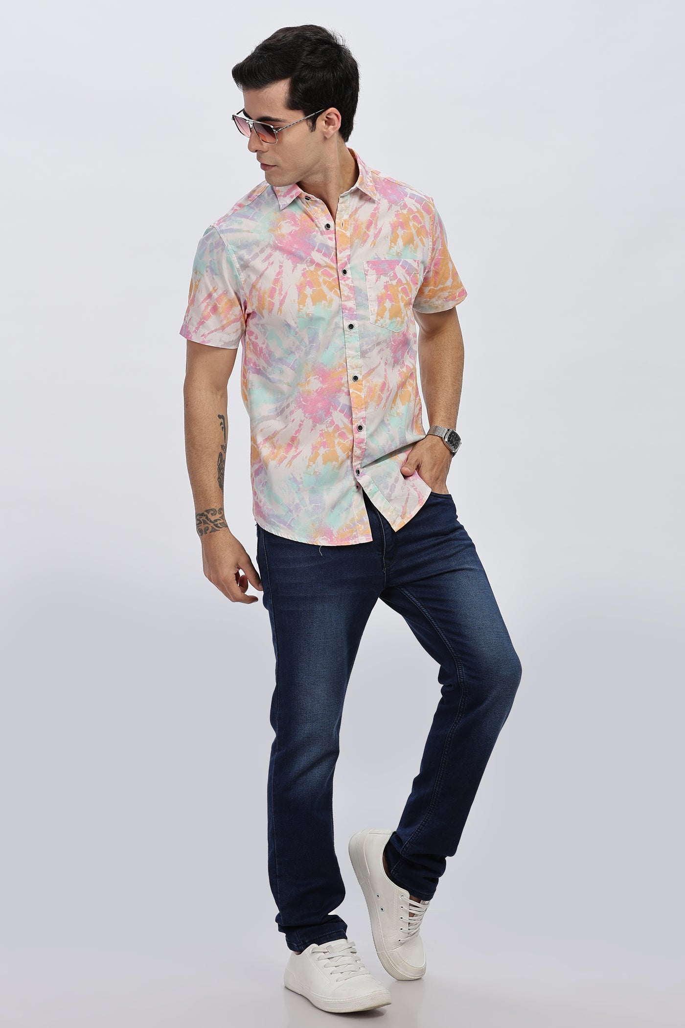 PASTEL TIE-DYE HALF SLEEVE SHIRT