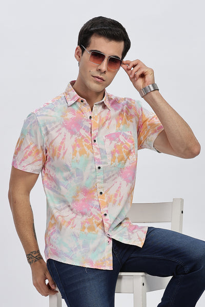 PASTEL TIE-DYE HALF SLEEVE SHIRT